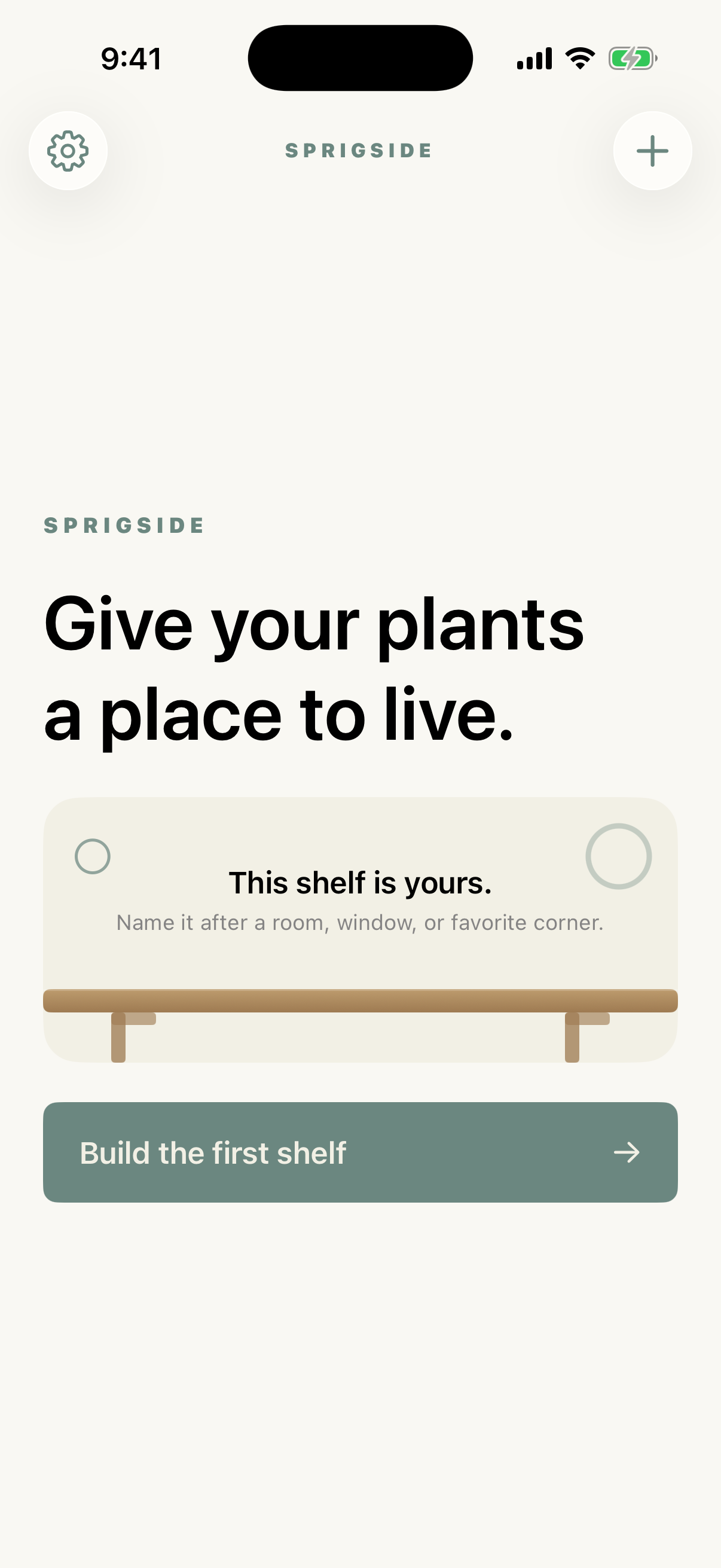 Sprigside’s first shelf screen running on iPhone